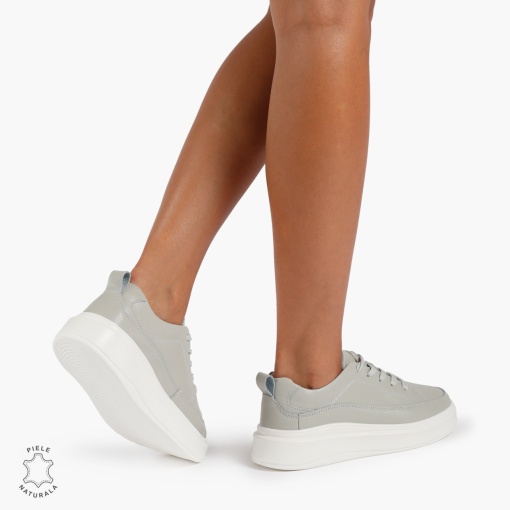 Pantofi Casual de dama din Piele Naturala CU TALPA INALTA LF1210 GRI - Img 3