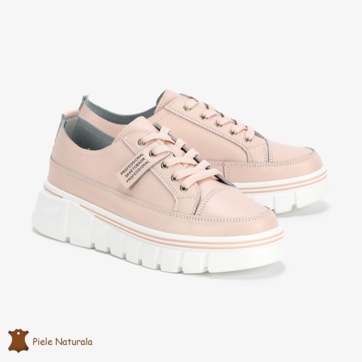 Pantofi Casual de dama din Piele naturala Interior confortabil LF0488 ROZ - Img 2