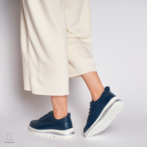 Pantofi casual de dama din piele naturala LF0002 BLEUMARIN - Img 4