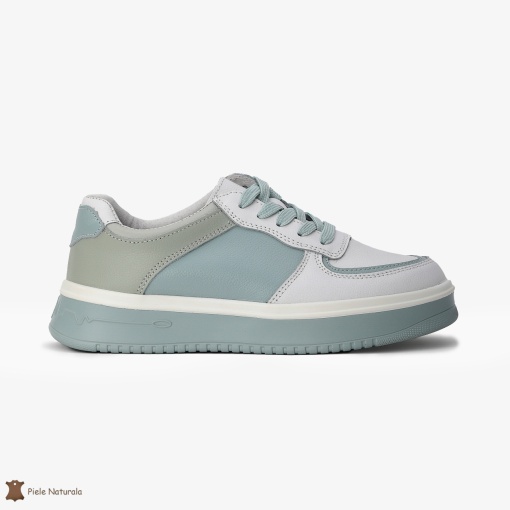 Pantofi Casual de dama din Piele naturala Multicolor cu design special LF0519 ALB CU ALBASTRU - Img 2