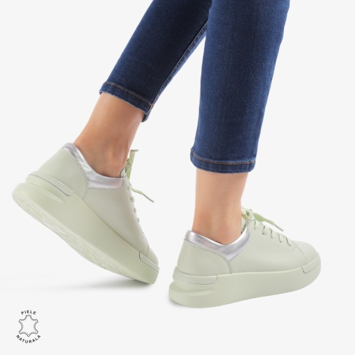 Pantofi Casual de dama din Piele naturala Trendy LF0525 VERDE - Img 3