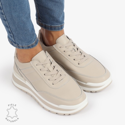 Pantofi Casual Piele Naturala LF1221 BEJ - Img 2