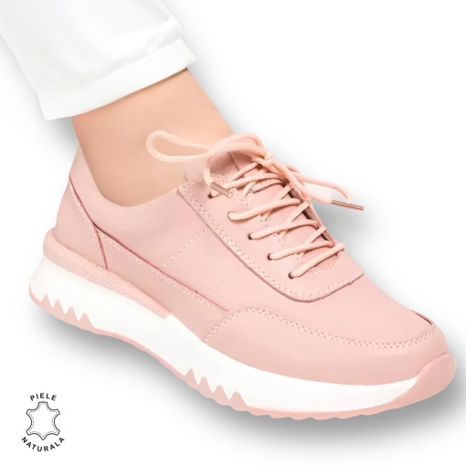 Pantofi casual piele naturala LF886 ROZ - Img 2
