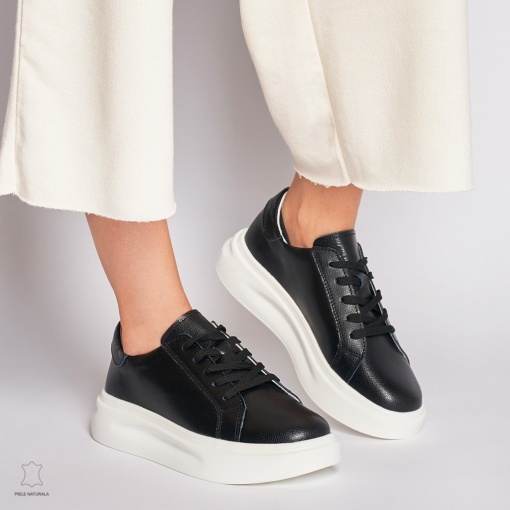 Pantofii casual de dama din piele naturală cu șiret comozi și versatili LF1447 - Img 2