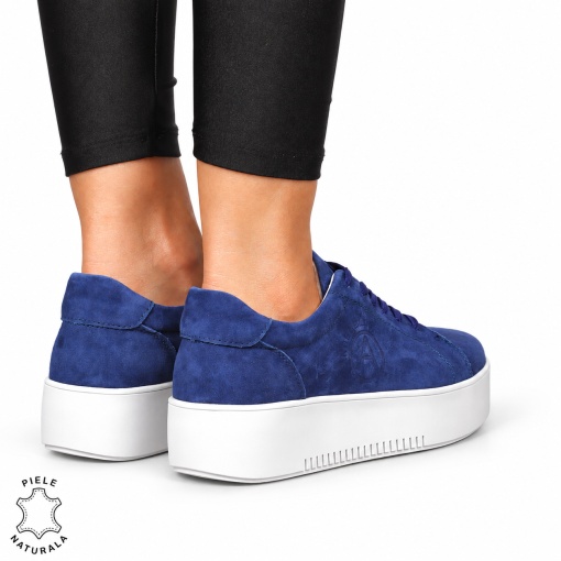 Pantofii casual din piele naturala INTOARSA CU SIRET LF1455 BEJ - Img 3