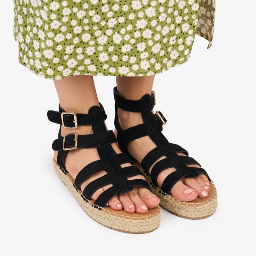 SANDALE Dama DIN PIELE ECOLOGICA INTOARSA LF1022 Culoare: NEGRU - Img 2