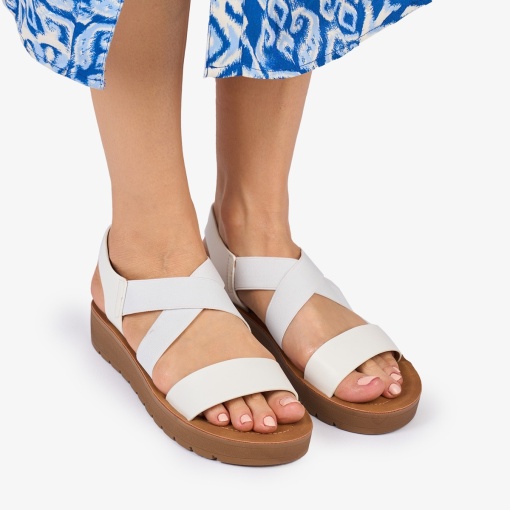 SANDALE dama Piele ECOLOGICA LF1009 CU ELASTIC Culoare:ALB - Img 2
