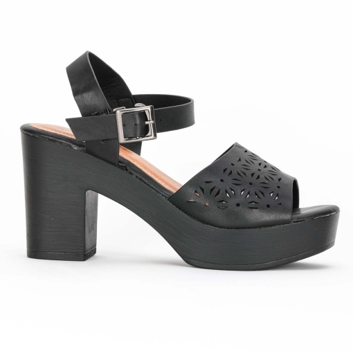 Sandale Elegante cu Toc din Piele Ecologica LF0215 NEGRU - Img 2