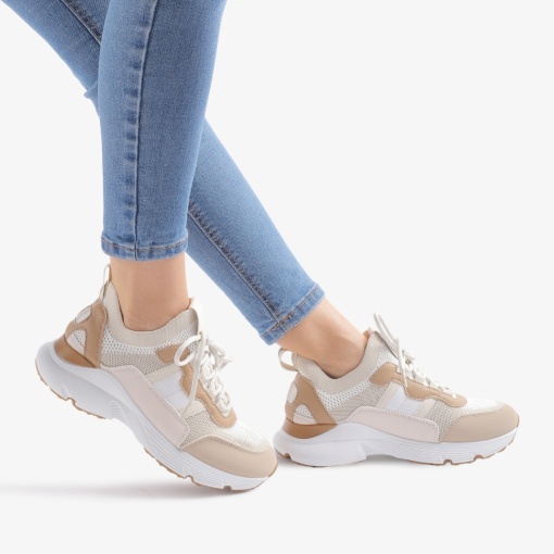 SNEAKERS dama din piele ecologica LF0709 BEJ - Img 2