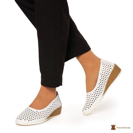 Balerini Dama Piele Naturala Slip-on LF0075 ALB - Img 3