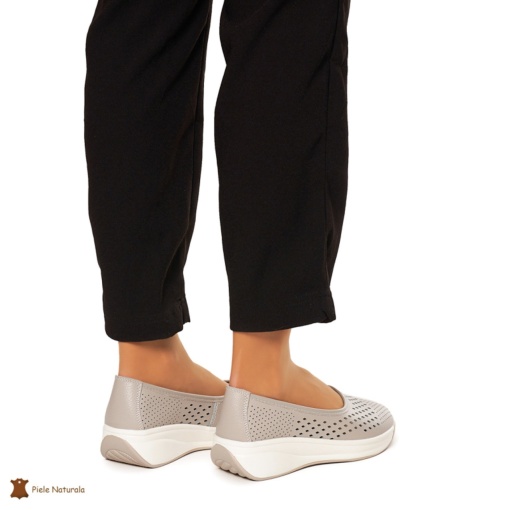 Balerini Dama Piele Naturala Slip-on LF0076 GRI - Img 4