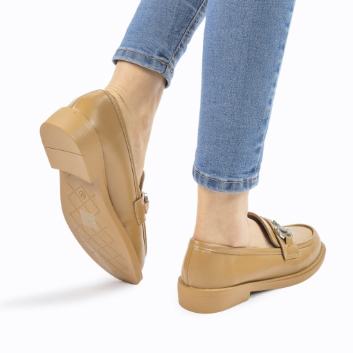 Mocasini DAMA din PIELE ECOLOGICA CU ARGINTIU LF0966 CULOARE: KHAKI - Img 4