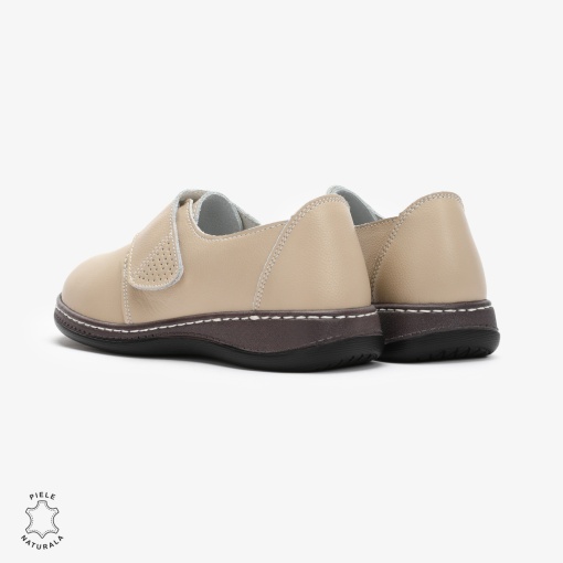 Mocasini dama din Piele naturală LF0017 Bej - Img 3