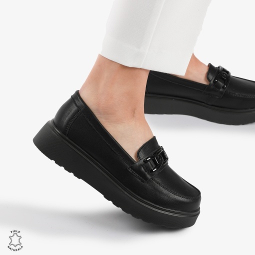 Mocasini dama din piele naturala LF0787 NEGRU - Img 3