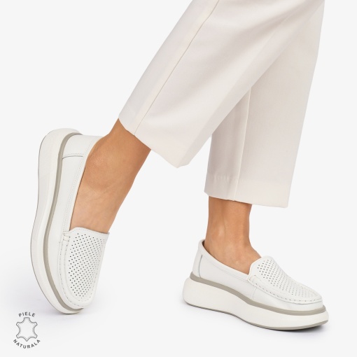 MOCASINI dama din Piele Naturala LF1057 CULOARE: ALB - Img 2