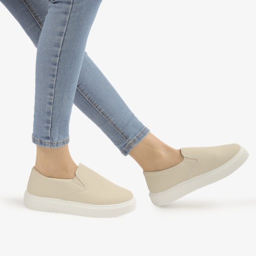 MOCASINI din PIELE ECOLOGICA LF0965 CULOARE: BEJ - Img 2