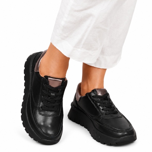 Pantofi Casual DAMA din PIELE Naturala cu model pe talpa LF1524 - Img 3