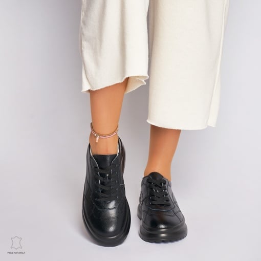 Pantofi casual dama din piele naturala LF0006 NEGRU - Img 2