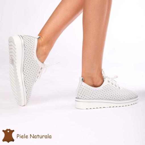 Pantofi casual dama din Piele naturală LF0113 ALB - Img 3