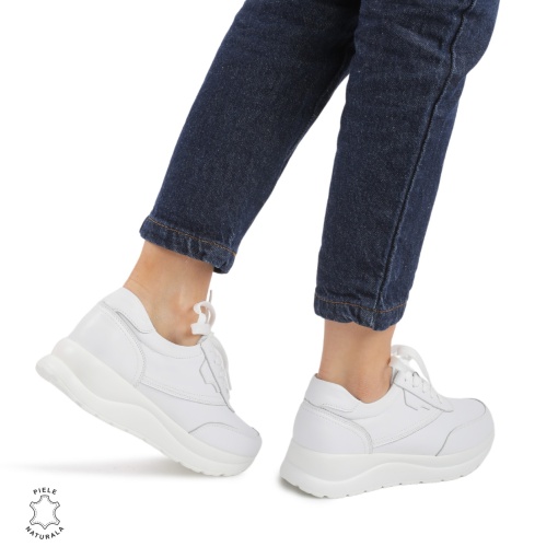 Pantofi Casual dama din Piele Naturala LF0855 ALB - Img 2