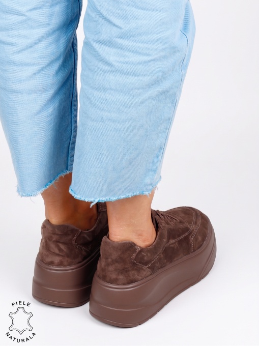 Pantofi casual damă din piele naturală, model sport LF1822 Maro - Img 3