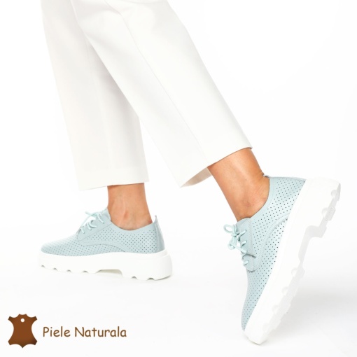 Pantofi Casual Dama Piele naturală LF0207 ALBASTRU - Img 2