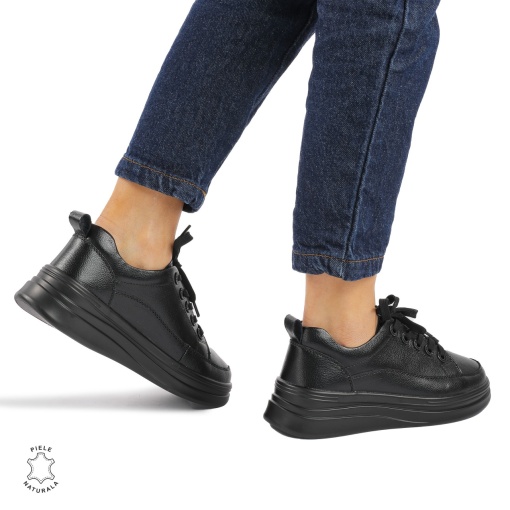 Pantofi casual dama piele naturala LF0869 NEGRU - Img 3