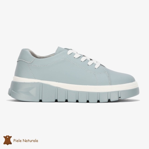 Pantofi Casual de dama din Piele naturala cu talpa groasa LF0491 ALBASTRU - Img 2