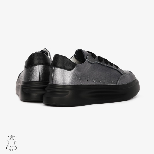 Pantofi Casual de dama din Piele naturala cu talpa groasa LF0521PEWTER - Img 4