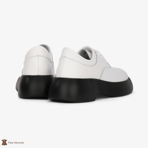 Pantofi Casual de dama din Piele naturala cu talpa groasa LF0524 Alb - Img 2