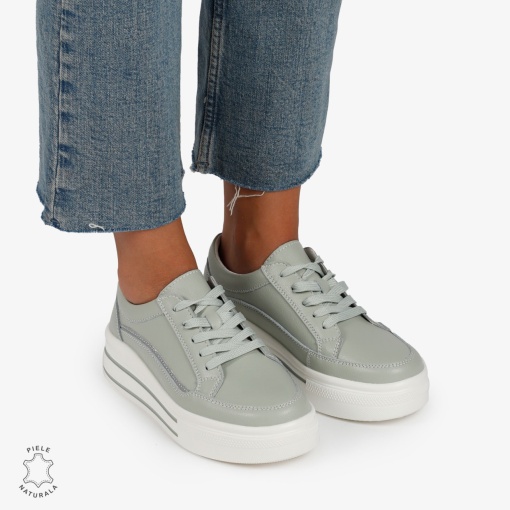 Pantofi Casual de dama din Piele Naturala cu talpa inalta si Dungi LF1203 Barilla - Img 2
