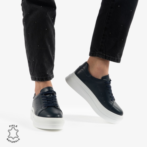 PANTOFI CASUAL DE DAMA DIN PIELE NATURALA LF0769 navy - Img 2