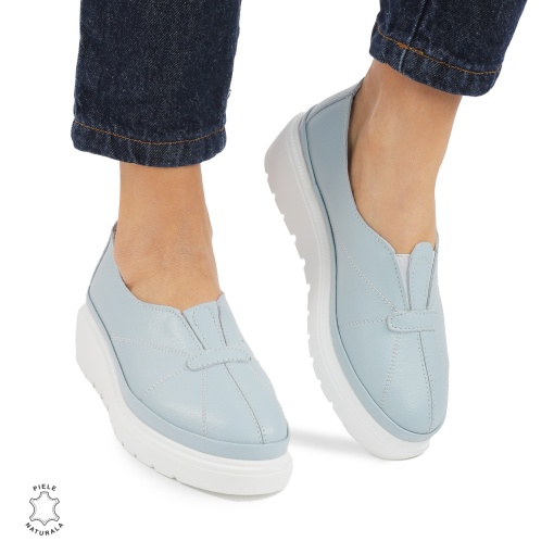 Pantofi Casual de dama din Piele Naturala LF0918 ALBASTRU - Img 2