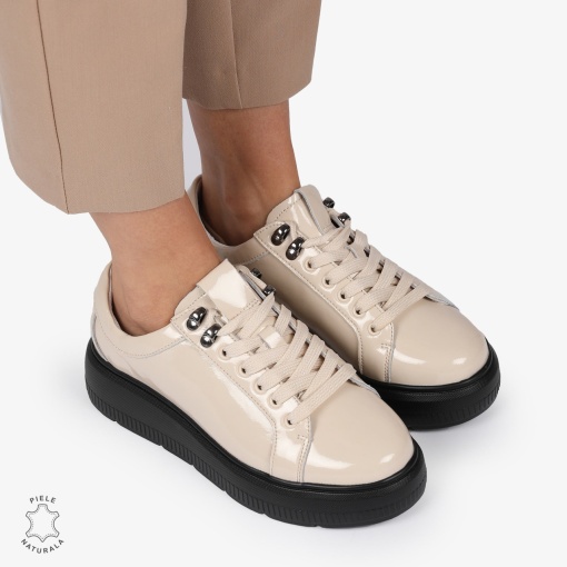 Pantofi CASUAL PIELE NATURALA LACUITA LF1294 BEJ - Img 2