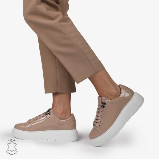 Pantofi CASUAL PIELE NATURALA LACUITA LF1294 ROZ - Img 2