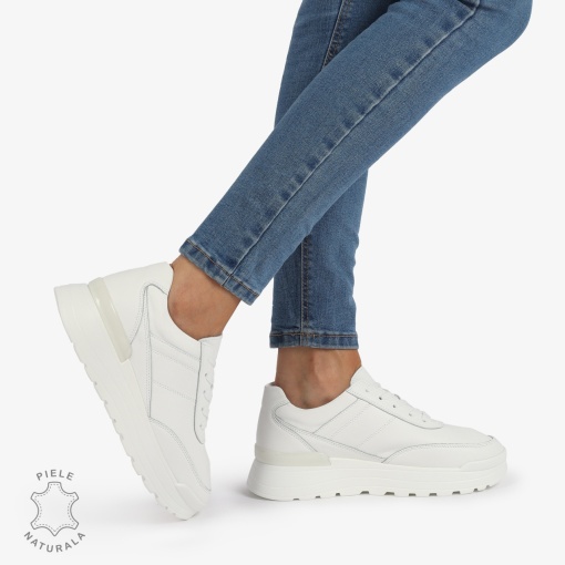 Pantofi Casual Piele Naturala LF1221 ALB - Img 2