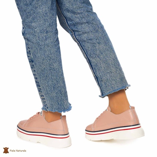 Pantofi DAMA DIN PIELE NATURALA LF0972 CULOARE : ROZ - Img 4