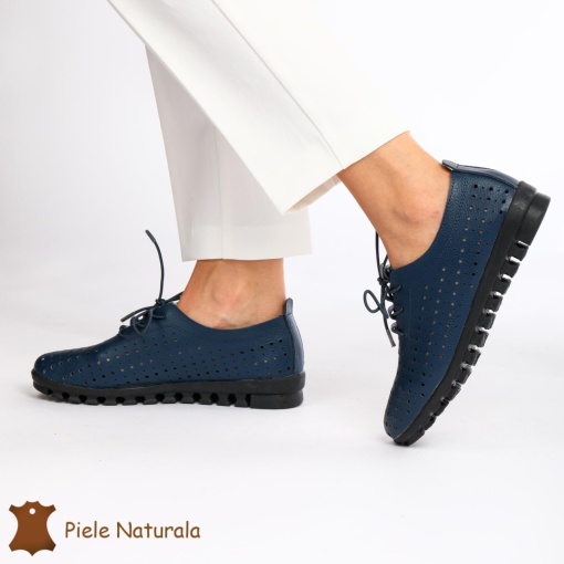 Pantofi Perforati dama din Piele Naturala cu mici perforatii LF0188 NAVY - Img 2