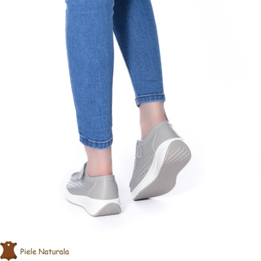 Pantofi Perforati Dama Piele naturală LF0106 GRI - Img 3