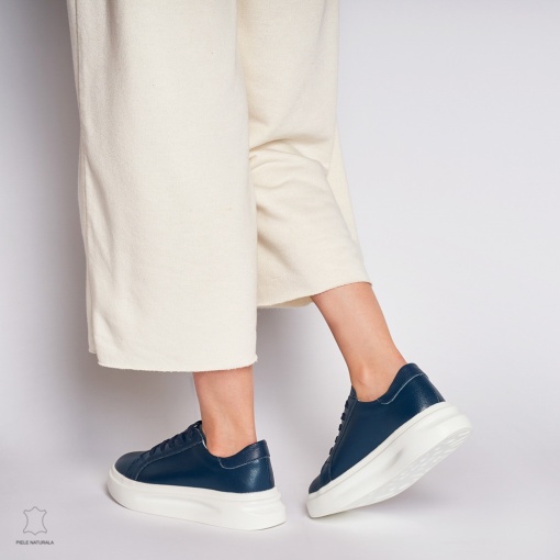Pantofii casual de dama din piele naturală cu șiret comozi și versatili LF1447 - Img 3