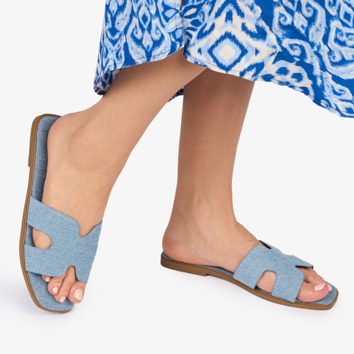 PAPUCI dama Piele ECOLOGICA LF1008 Culoare: ALBASTRU - Img 3