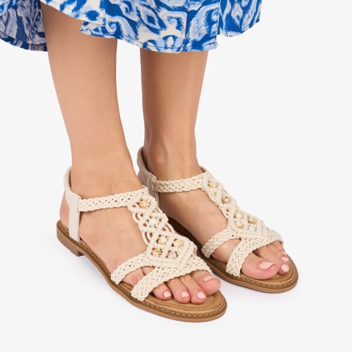 SANDALE Dama DIN TEXTIL CU MODEL In stil indian LF1018 Culoare: BEJ - Img 2