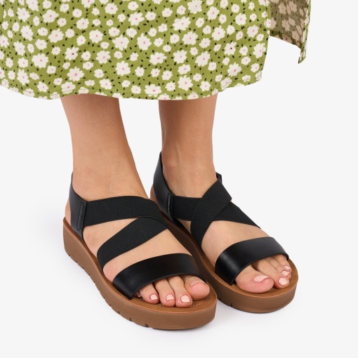 SANDALE dama Piele ECOLOGICA LF1009 CU ELASTIC Culoare: NEGRU - Img 2