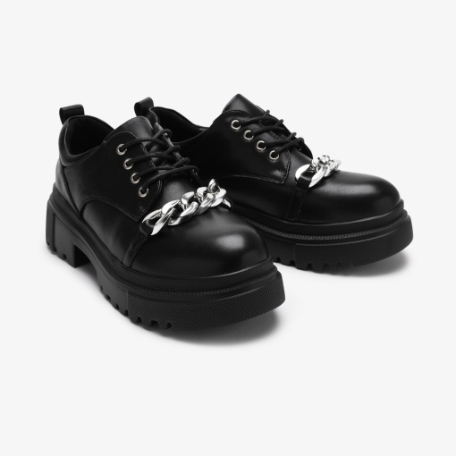 SNEAKERS dama din Piele Ecologica Lacuita cu Accesoriu Argintiu LF0718 - Img 5