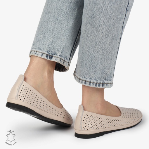 BALERINI dama din Piele naturala PERFORATA SLIP-ON LF1358 ROZ - Img 3