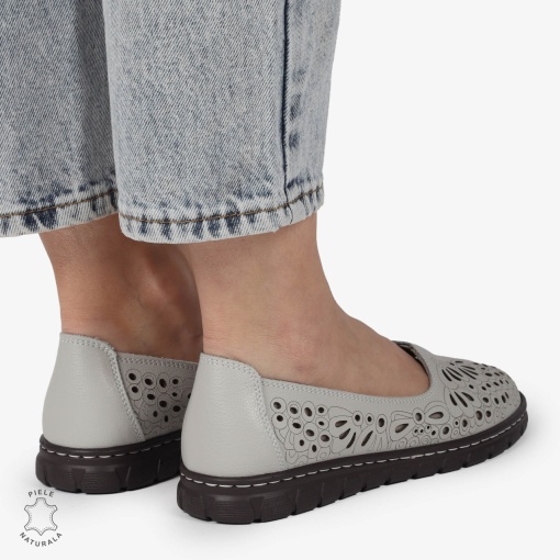 BALERINI dama din Piele naturala PERFORATA SLIP-ON LF1363 GRI - Img 4