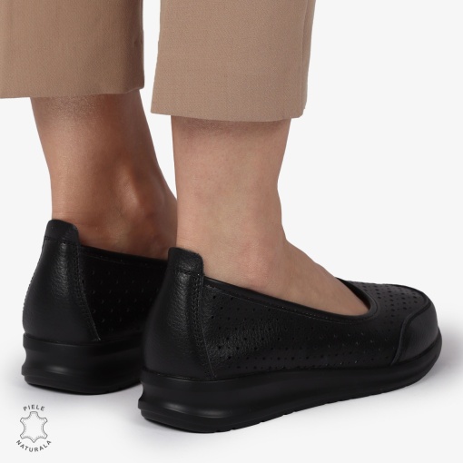 Balerini dama din Piele Naturala Slip-On LF0721 NEGRU - Img 3