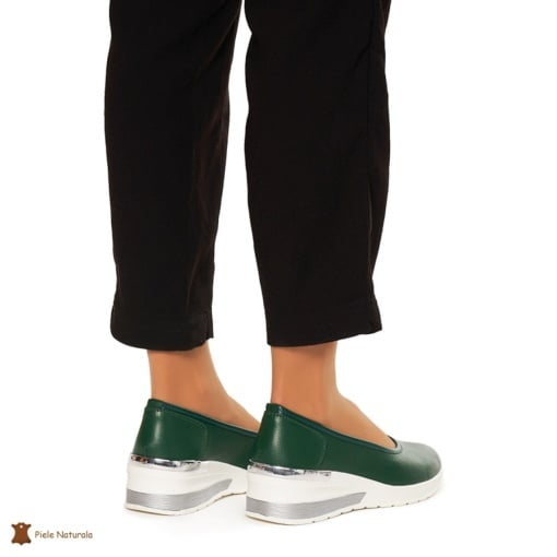 Balerini Dama Piele Naturala slip-on LF0082 VERDE INCHIS - Img 4