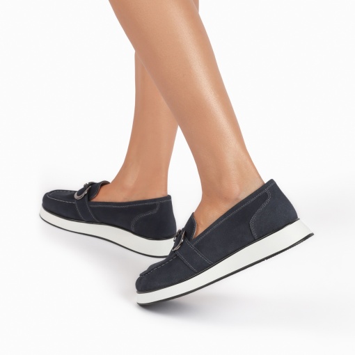 Mocasini dama din Piele Naturala Intoarsa LF0840 NAVY - Img 3