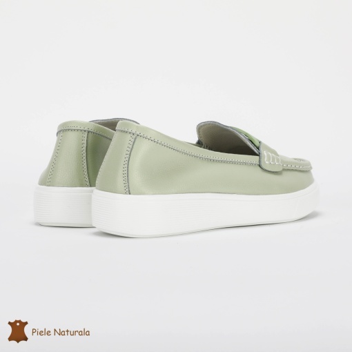 Mocasini Dama Piele Naturala cu talpa plata LF0206 VERDE - Img 3